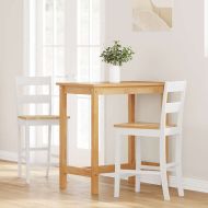 Бар столове 2 бр Бяла масивна дървесина гума