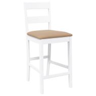 Бар столове с възглавници 2 бр Бяла масивна дървесина Каучук