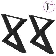Крака за масичка за кафе, 2 бр., черни, 70 x (42-43,3) см, стомана