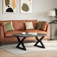 Крака за масичка за кафе, 2 бр., черни, 70 x (42-43,3) см, стомана