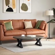 Крака за масичка за кафе, 2 бр., черни, 60 x (30-31,3) см, стомана