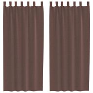 Пердета от воал с прът джобове, 2 бр, кафяво