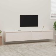 Стенни шкафове, 2 бр, бели, 100x30x35 см, бор масив