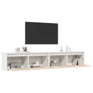 Стенни шкафове, 2 бр, бели, 100x30x35 см, бор масив