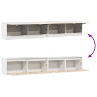 Стенни шкафове, 2 бр, бели, 100x30x35 см, бор масив