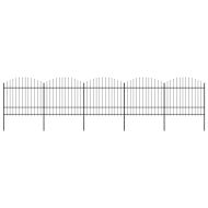 Градинска ограда с връх тип копие, стомана, 892,5x175 см, черна