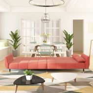 2-местно разтегателно канапе с две възглавници, розово, кадифе