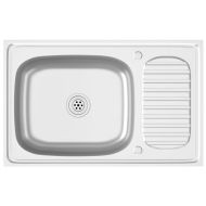 Кухненска мивка с отцедник, сребристо, 800x500x155 мм, инокс