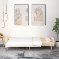 2-местно разтегателно канапе, кремаво, текстил