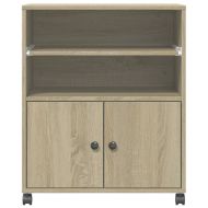 Стойка за принтер с колелца, сонома дъб, 60x48x74 см