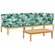 Градински комплект диван с възглавници, 3 части, акация масив