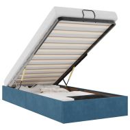 Османска рамка за легло без матрак, тъмносиня, 90x200см, кадифе