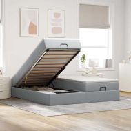 Османска легло с матраци, светлосиво, 180x200 см, плат