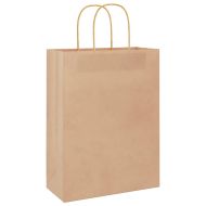 Хартиени торбички 50 бр с дръжки кафяви 26x12x35 см