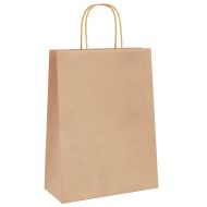 Хартиени торбички 50 бр с дръжки кафяви 26x12x35 см