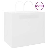 Хартиени торбички 250 бр с дръжки бели 32x22x28 см