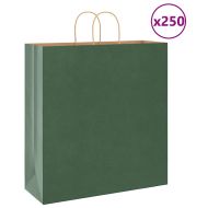 Хартиени торбички 250 бр с дръжки зелени 45x17x48 см