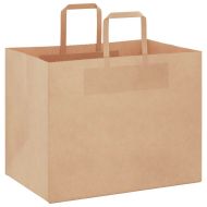 Хартиени торбички 250 бр с дръжки кафяви 32x22x24 см