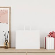 Хартиени торбички 50 бр с дръжки бели 32x22x28 см