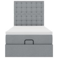 Османска легло с матрак, светлосиво, 90x200 см, плат