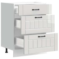 Кухненски шкаф "Lucca" с висок гланц, бяло, инженерно дърво