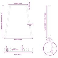 Крака за трапезна маса, V-образни, 2 бр., естествена стомана, 60 x (72-73,3) см, стомана