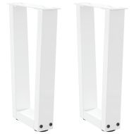 Крака за масичка за кафе, V-образни, 2 бр., бели, 28 x (42-43,3) см, стомана