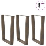 Крака за трапезна маса, V-образни, 3 бр., естествена стомана, 70 x (72-73,3) см, стомана