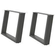 Крака за масичка за кафе, U-образни, 2 бр., антрацит, 60 x (42-43) см, стомана