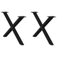 Крака за масичка за кафе, X-образни, 2 бр., черни, 70 x (42-43) см, стомана