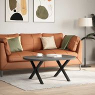 Крака за масичка за кафе, X-образни, 2 бр., черни, 70 x (42-43) см, стомана