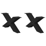 Крака за масичка за кафе, X-образни, 2 бр., черни, 70 x (30-31) см, стомана