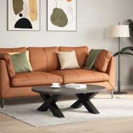 Крака за масичка за кафе, X-образни, 2 бр., черни, 70 x (30-31) см, стомана