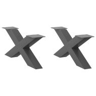Крака за масичка за кафе, X-образни, 2 бр., антрацит, 70x(30-31) см, стомана