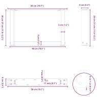 Крака за масичка за кафе, U-образни, 2 бр., бели, 50 x (30-31) см, стомана