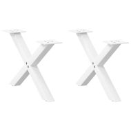 Крака за масичка за кафе, X-образни, 2 бр., бели, 60 x (30-31) см, стомана