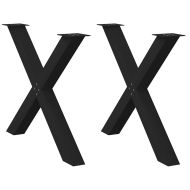 Крака за трапезна маса, X-образни, 2 бр., черни, 90 x (72-73) см, стомана