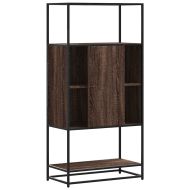 Висока етажерка Кафяв дъб 68x35x139 cm Обработено дърво и метал