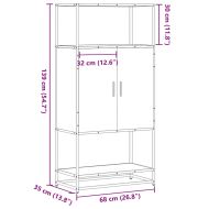Висока етажерка Кафяв дъб 68x35x139 cm Обработено дърво и метал