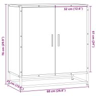Бюфет Кафяв дъб 68x35x76 cm Изработена дървесина и метал