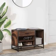 Пейка за обувки Кафяв дъб Изработена дървесина и метал