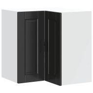 Кухненски стенен ъглов шкаф Porto, черен, инженерно дърво