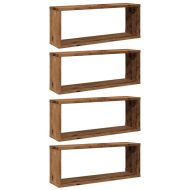 Wall Cube Shelves 4 бр. старо дърво 60x15x23 cm