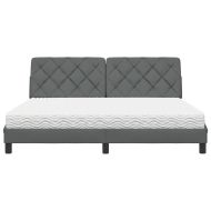 Легло с матрак, тъмносиво, 180x200 см, плат