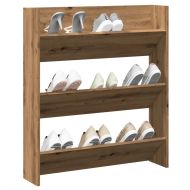 Стенен шкаф за обувки дъб артизан 80x18x90 см инженерно дърво