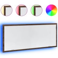 LED огледало за баня, кафяв дъб, 100x8,5x37 см, инженерно дърво
