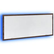 LED огледало за баня, кафяв дъб, 100x8,5x37 см, инженерно дърво