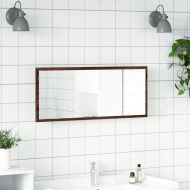 LED огледало за баня, кафяв дъб, 100x8,5x37 см, инженерно дърво