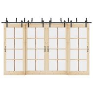 Комплект механизъм за плъзгаща врата, 366 см, стомана, черен