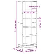Библиотека, опушен дъб, 60x35x170,5 см, инженерно дърво